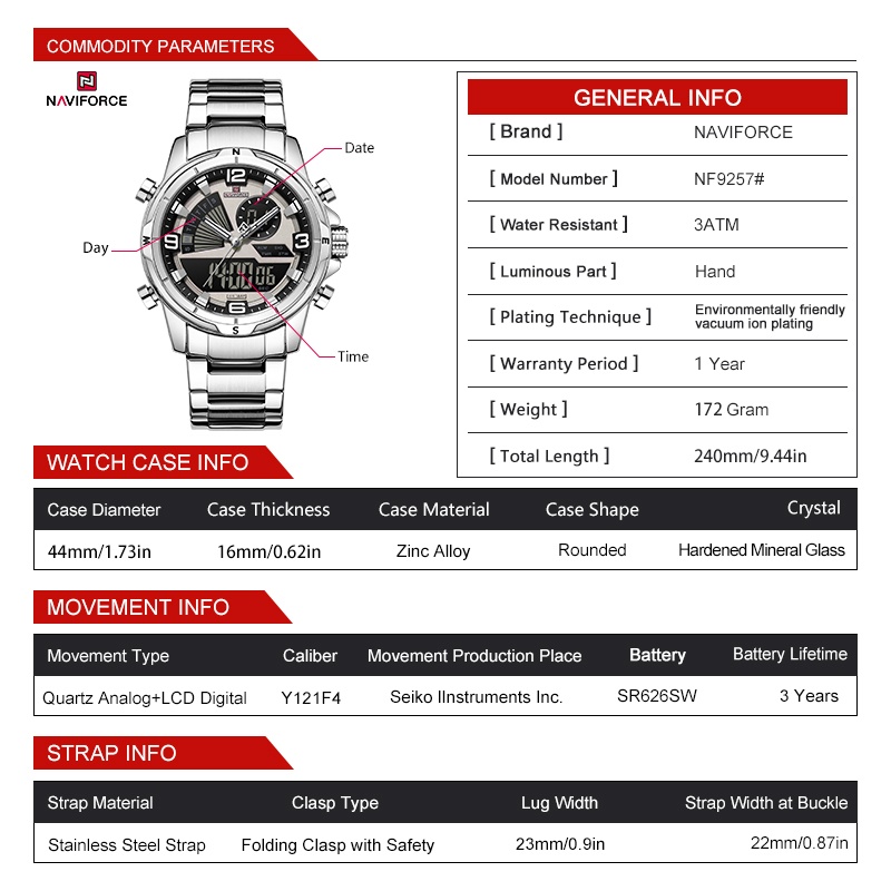 Reloj NAVIFORCE con doble pant - Watch Display Box reseña y precio